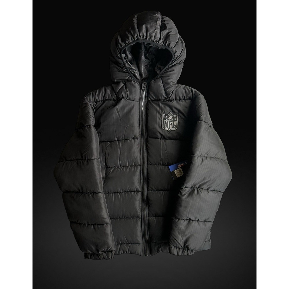 NFL Official Gear Puffer Jacket Coat Solid Black Winter Warm Men's Size Small S